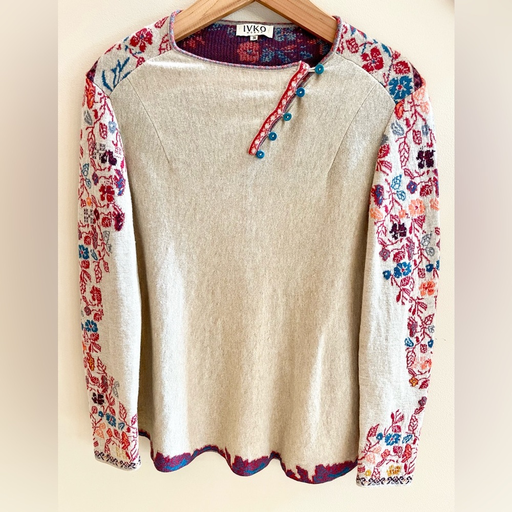 IVKO Woman Size 36 (Small) 100% Wool Pullover Shirt Sweater